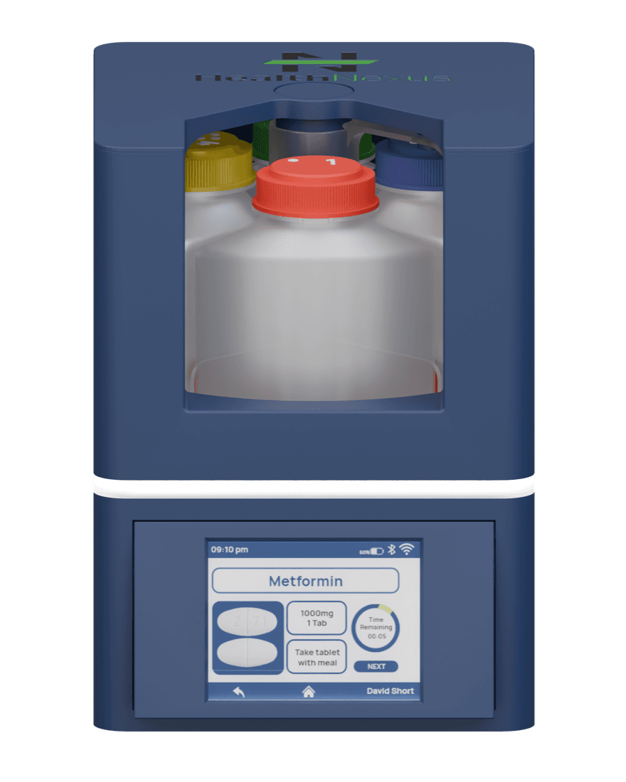 BaseBox device with numbered, color-coded bottle slots